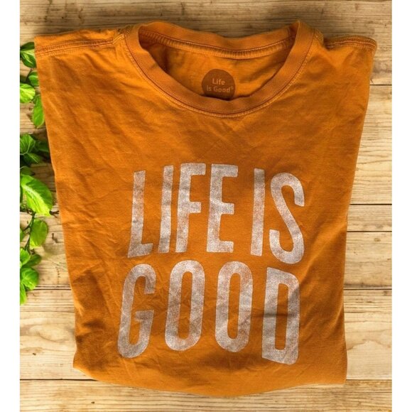 Life is Good  T Shirt XL Gold Short Sleeves Fall Halloween Dad Christmas Gift - Picture 1 of 12